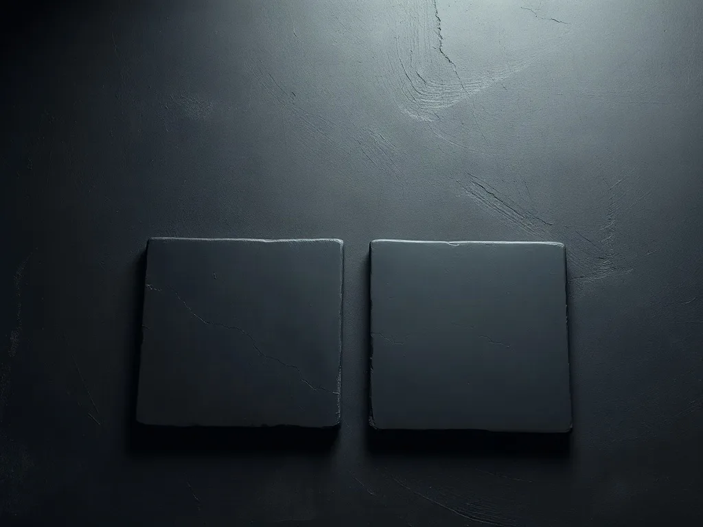 Two nearly identical dark slate tablets side by side, one slightly different from the other